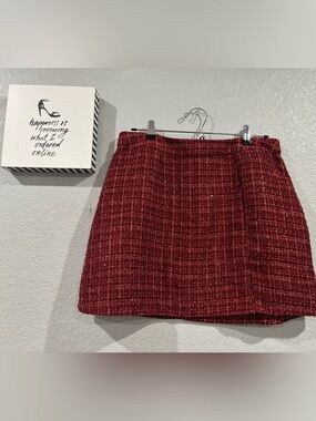Francesca's Collections Burgundy Tweed Mini Skirt